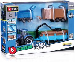 Zdjęcie Bburago Metalowy Traktor New Holland + 3 Przyczepy Rolnika - Kamienna Góra