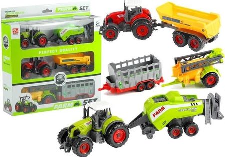 Leantoys Traktory Z Przyczepami Zestaw Maszyny Rolnicze 6W1