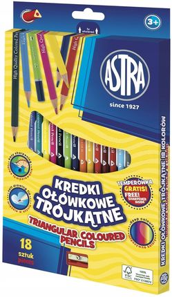 Astra Kredki Ołówkowe Trójkątne 18 Kolorów Z Temperówką