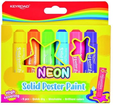 Keyroad Farby Plakatowe W Sztyfcie Neonowe Pudełko Mix Kolorów