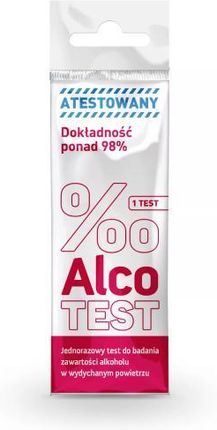 Milapharm Alcotest Jednorazowy Test Do Badania Zawartości Alkoholu W Wydychanym Powietrzu 1Szt.