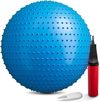 Hop-Sport Piłka fitness z wypustkami 65 cm z pompką - niebieska