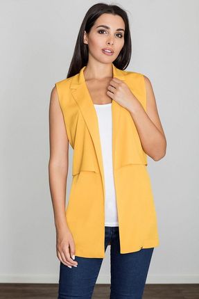 Elegancka kamizelka damska bez zapięcia (Żółty, XL)