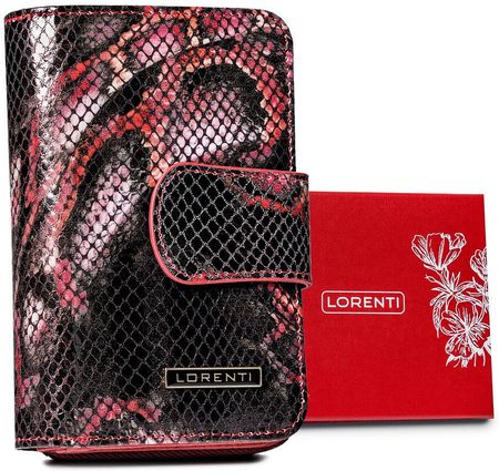 Skórzany portfel na karty z wężowym wzorem — Lorenti