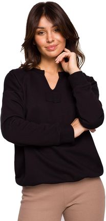 B225 Bluza z wycięciem w dekolcie - czarna (kolor czarny, rozmiar XXL)