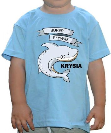 Koszulka pływacka Rekin z imieniem Sky Blue 92