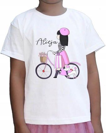 Koszulka imienna dziewczyna na rowerze White 104