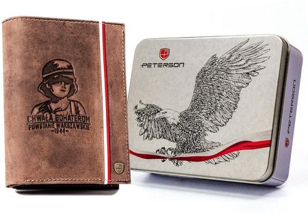 Duży, skórzany portfel męski z motywem patriotycznym — Peterson