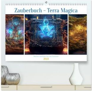 Zauberbuch - Terra Magica (hochwertiger Premium Wandkalender 2024 DIN A2 quer), Kunstdruck in Hochglanz