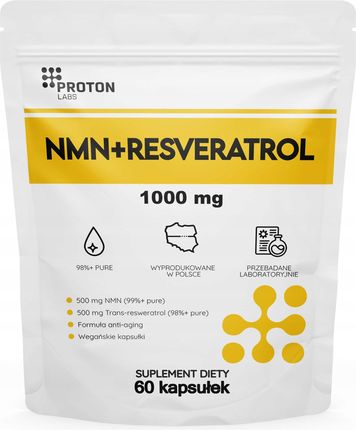 Protonlabs Nmn 99% Resveratrol 98,9% W Kapsułkach 500+500Mg 60Kaps