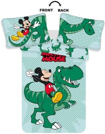 Jerry Fabrics Pościel Bawełniana 100X135 Myszka Miki Mickey Mouse Dinonazur Zielona Do Łóżeczka 4775 Poszewka 40X60