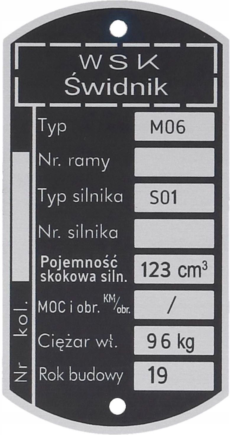 Części Motocyklowe Venbo Tabliczka Znamionowa Wsk 125 M06 S01 T84 416968 Opinie I Ceny Na Ceneopl 2944