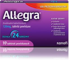 Lek na alergię Allegra 120mg 10 tabl. - zdjęcie 1