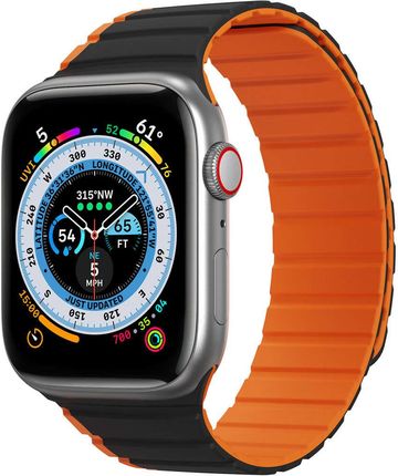 Dux Ducis Magnetyczny Pasek Apple Watch Se 8 7 6 5 4 3 2 1 Strap Czarno Pomarańczowy