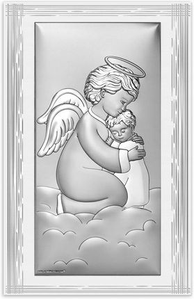 Srebrny Obrazek Na Chrzest Aniołek Z Grawerem