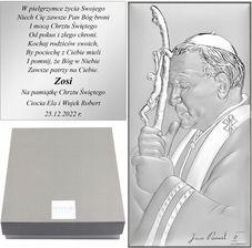 Zdjęcie Obrazek Srebrny Papież Jp II Ślub Chrzest Grawer - Kraków