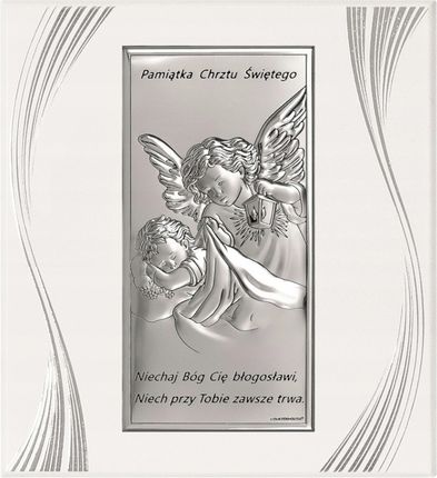 Obrazek Srebrny Na Chrzest Aniołek Pamiątka Chrztu