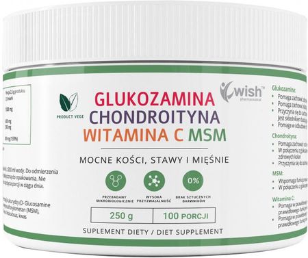 WISH Glukozamina Chondroityna Witamina C MSM Vege 250g Natural