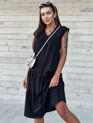 Sukienka midi czarna bawełniana z dekoltem XL
