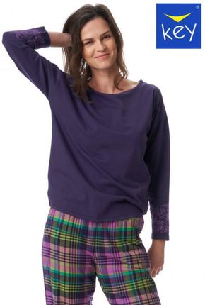 Piżama damska KEY LNS 410 fiolet bawełna + flanela
