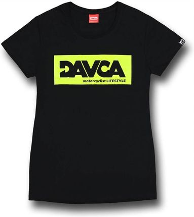 Davca T-Shirt Damski Czarny Logo Fluo