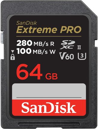 SANDISK SDSDXEP-064G-GN4IN KARTA SANDISK EXTREME PRO SDXC 64GB - 280/100 MB/s V60 UHS-II
