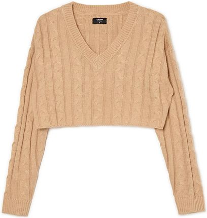Cropp - Krótki beżowy sweter - Beżowy