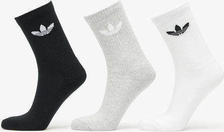 adidas Trefoil Cushion Crew Sock 3-Pack White/ Medium Grey Heather/ Black
