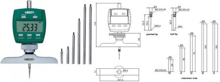 Głębokościomierz Elektroniczny Zakres Pomiaru 300 Mm/12" Insize  2141-202A