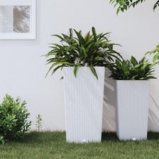 Vidaxl Donica Z Pojemnikiem Wewnętrznym Biała 21/49 L Rattan Pp Biały