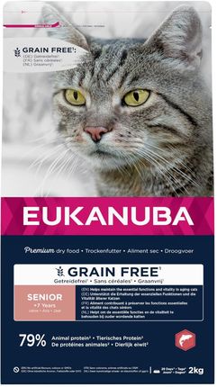 Eukanuba Grain Free sucha karma dla starszych kotów bogata w łososia 2kg