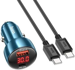Hoco Ładowarka Samochodowa Usb Qc 30 Typ C Kabel Do Apple Lightning 8Pin Pd 48W Leader Z50 Niebieska