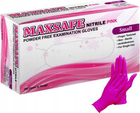 Rękawiczki Rękawice nitrylowe różowe S 100szt Mr