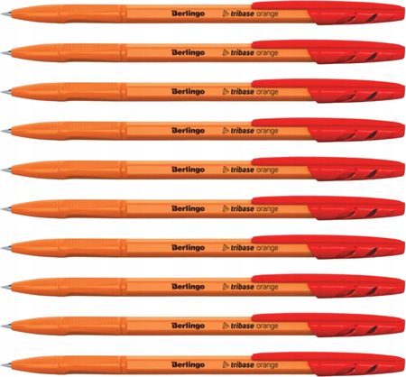 Berlingo Długopis Kulkowy Tribase Orange Czerwony 10szt.