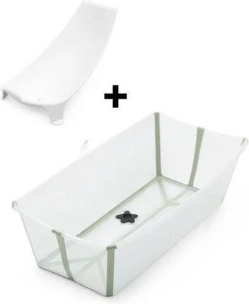 Stokke Flexi Bath XL Bundle - składana wanienka kąpielowa z wkładką-Transparent Green