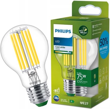 Philips LED Żarówka Ultra energooszczędna 5,2W (75W) A60 E27 chłodna biel (929003624701)