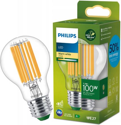 Philips LED Żarówka Ultra energooszczędna 7,3W (100W) A60 E27 ciepła biel (929003625101)