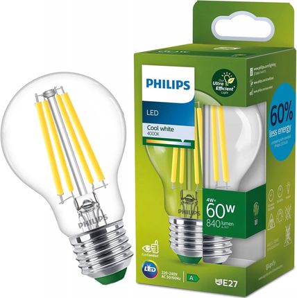 Philips LED Żarówka Ultra energooszczędna 4W (60W) A60 E27 chłodna biel (929003623901)