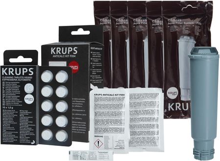 Krups zestaw 5 x filtr Claris F088 + tabletki XS3000 (1 opakowanie) + odkamieniacz F054 2x40g