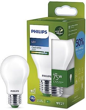 Philips LED Żarówka Ultra energooszczędna 5,2W (75W) A60 E27 chłodna biel (929003624901)