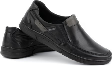 Buty męskie skórzane wsuwane 62K czarne