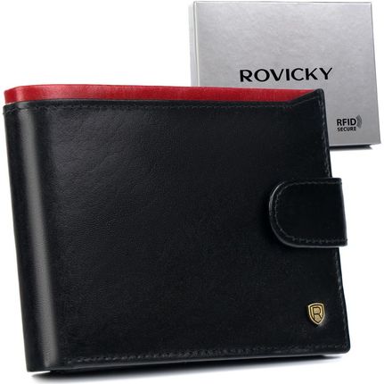 Portfel skórzany Rovicky N992L-RVT Black+Red czarny