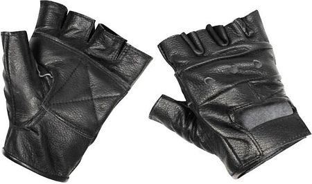 Skórzane rękawiczki bez palców Deluxe czarne