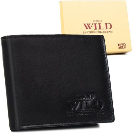 Skórzany portfel męski z zasuwanym schowkiem — Always Wild