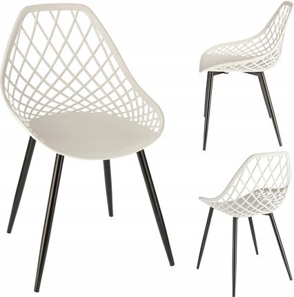 Krzesło ARANDA plastikowe białe + czarne nogi