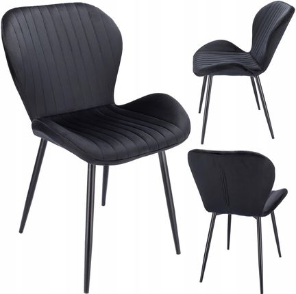 Krzesło tapicerowane welurowe VEIRA czarne