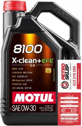 Motul 8100 X-Clean+ Efe Vw 504.00 507.00 0W30 5L