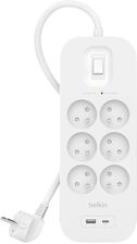 Belkin Listwa przeciwprzepięciowa SurgePlus 6xFR 1xUSB-A 1xUSB-C 650J 2M