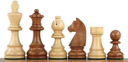 Sunrise Chess & Games Figury Szachowe German Knight Akacja indyjska/Bukszpan 3,75 cala Rzeźbione Drewniane CHI101S375DQ