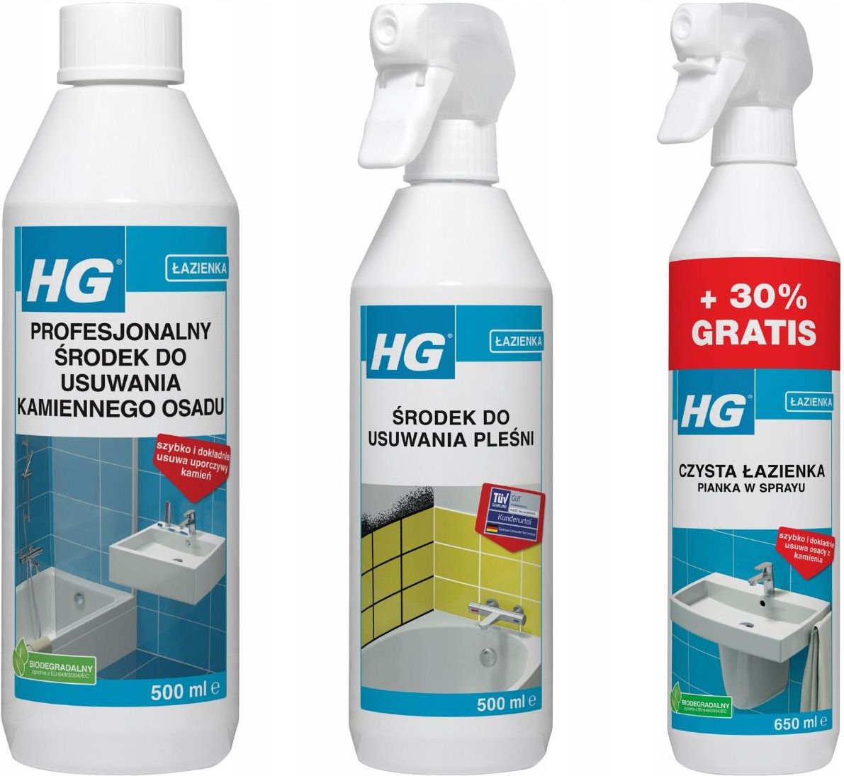 Hg Zestaw Chemii Domowej Łazienka Pleśń Bestseller 2x500ml + 650ml ...